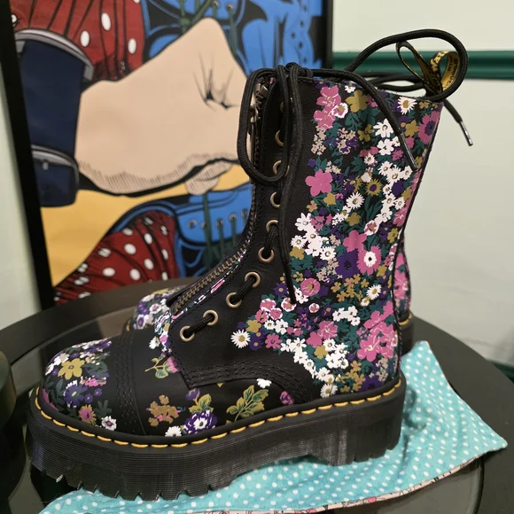Floral Combat Boots - Picture 2 of 5